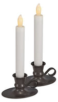 Vintage Style Flameless LED Taper Candle with Timer, Set of 2, 8 Inch, White