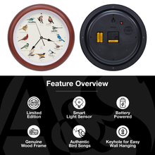 Load image into Gallery viewer, The Original Singing Bird Clock 25th Anniversary Edition, 13 Inch, Premium Cherry