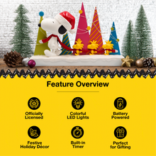 Load image into Gallery viewer, Peanuts Snoopy and Woodstock Holiday Tree Parade LED Tabletop Figurine, 8.5 Inch