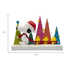 Load image into Gallery viewer, Peanuts Snoopy and Woodstock Holiday Tree Parade LED Tabletop Figurine, 8.5 Inch
