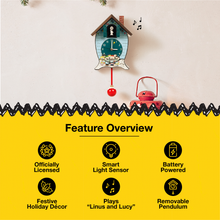 Load image into Gallery viewer, Peanuts Gang Holiday Cuckoo Clock, Icy Blue, 17 Inch