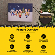 Load image into Gallery viewer, Peanuts Charlie Brown Christmas The Gang Caroling Holiday Canvas Wall Print, 12 x 16 Inch