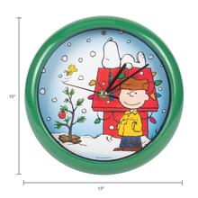 Load image into Gallery viewer, Peanuts Snoopy Dog House Holiday Carols Sound Clock, 8 Inch