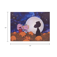 Load image into Gallery viewer, Peanuts "It's the Great Pumpkin" LED and Fiber Optic Pumpkin Patch Canvas Wall Art, 12 x 16 Inch