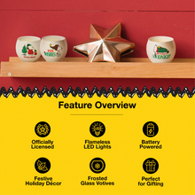 Load image into Gallery viewer, Peanuts Holiday Wishes Round Glass Votives, 3 Inch (Set of 3)