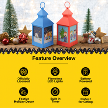 Load image into Gallery viewer, Peanuts Christmas Holiday Flameless LED Tabletop Lanterns, Red and Blue, 9.5 Inch (Set of 2)