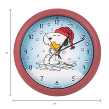 Load image into Gallery viewer, Peanuts Snoopy Sledding Sound Holiday Clock, 8 Inch