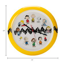 Load image into Gallery viewer, Peanuts Characters Zig Zag Wall Clock, 13 Inch