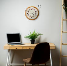 Load image into Gallery viewer, Audubon Society Singing Bird Clock, 13 Inch, Premium Oak