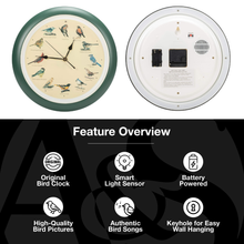 Load image into Gallery viewer, The Original Singing Bird Wall Clock, 13 Inch, Green