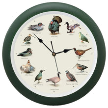Load image into Gallery viewer, Singing Wild Game Birds of North America Wall Clock, 13 Inch, Green