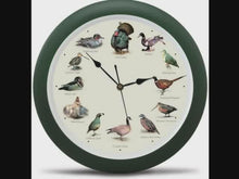 Load and play video in Gallery viewer, Singing Wild Game Birds of North America Wall Clock, 13 Inch, Green