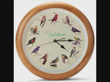Load and play video in Gallery viewer, Audubon Society Singing Bird Clock, 13 Inch, Premium Oak