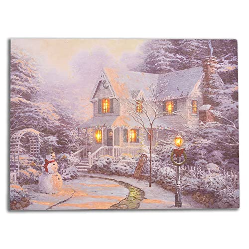 Thomas Kinkade Night Before Winter White Holiday LED Canvas, 16 x 12 Inch