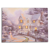 Thomas Kinkade Night Before Winter White Holiday LED Canvas, 16 x 12 Inch
