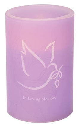 In Memoriam Quote Dove of Peace Remembrance Flameless LED Candle Pillar, 4 x 6 Inch