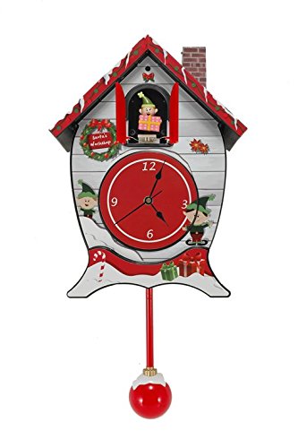 Santa's North Pole Workshop Carol Sound Cuckoo Clock, 17 Inch