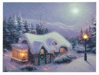 Thomas Kinkade Silent Night Holiday Pre Lit LED and Fiber Optic Canvas, 16 x 12 Inch