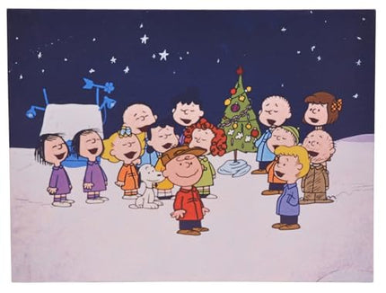 Peanuts Charlie Brown Christmas The Gang Caroling Holiday Canvas Wall Print, 12 x 16 Inch