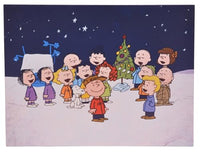 Peanuts Charlie Brown Christmas The Gang Caroling Holiday Canvas Wall Print, 12 x 16 Inch