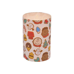 Peanuts Holiday Gingerbread Flameless LED Glass Holiday Pillar Candle, 4 x 6 Inch