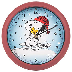 Peanuts Snoopy Sledding Linus and Lucy Sound 8" Holiday Clock