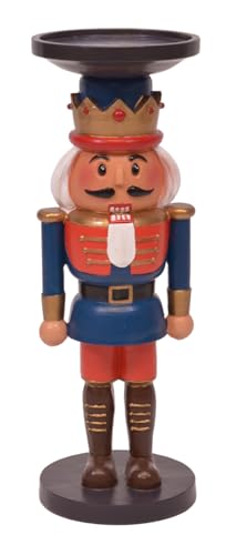 Traditional Nutcracker Soldier Pillar Candle Holder Holiday Figurine, 10 Inch