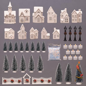 The Ultimate Holiday LED Village Tabletop Set, Set of 46
