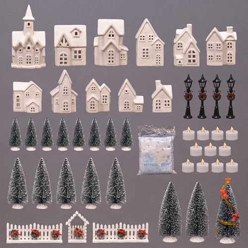 The Ultimate Holiday LED Village Tabletop Set, Set of 46