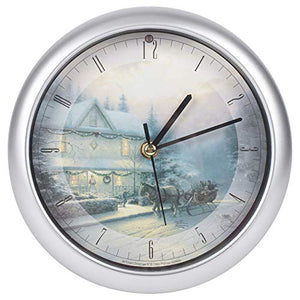Thomas Kinkade "Victorian Christmas IV" Holiday Sound Clock, 8 Inch, Silver