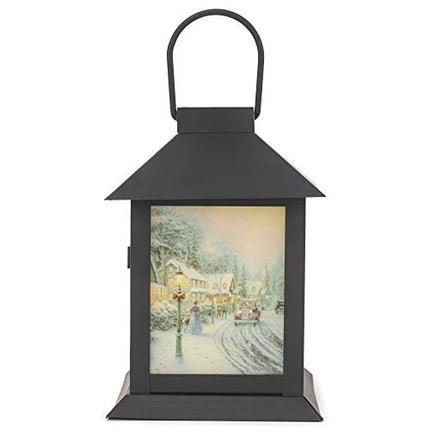 Thomas Kinkade "Village Christmas" Flameless LED Coach Lantern, Oil Rubbed Bronze