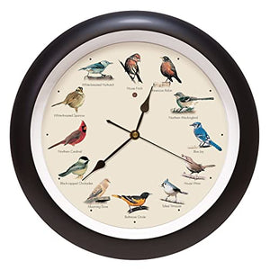 Original Singing Bird Wall Clock, 13 Inch, Black