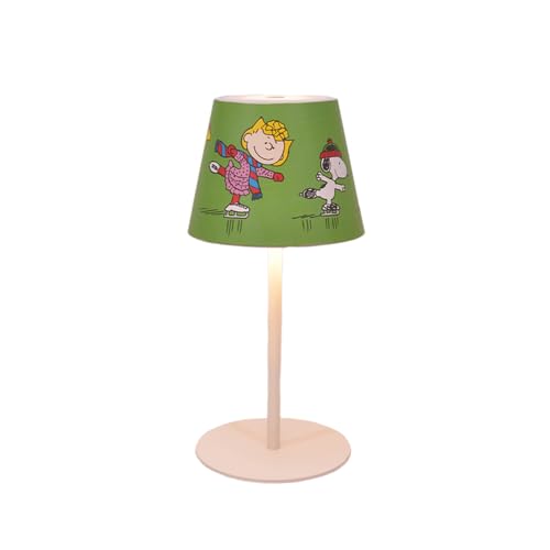 Peanuts Gang Holiday Skating Rechargeable Touch Table Lamp, Green, 9 Inch