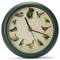 Singing Wild Game Birds of North America Clock, 8 Inch, Green