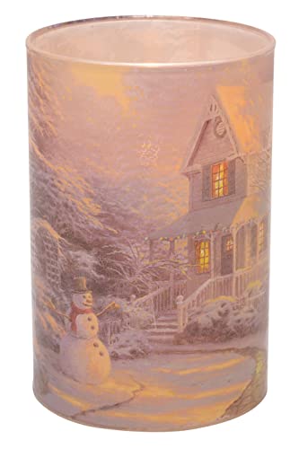 Thomas Kinkade "The Night Before Christmas" Flameless LED Glass Pillar Candle, 4 x 6 Inch