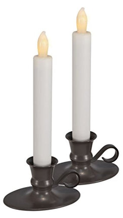 Vintage Style Flameless LED Taper Candle with Timer, Set of 2, 8 Inch, White