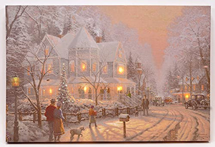 Thomas Kinkade Holiday Gathering Winter White LED Decorative Canvas, 16 x 12 Inch