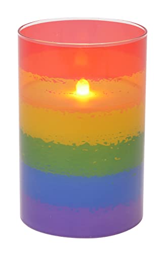 Rainbow Pride Flameless LED Glass Pillar Candle, 4 x 6 Inch