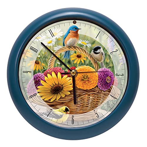 Rosemary Millette Summer Bouquet Sound Clock, 8 Inch, Blue