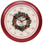 Traditional Christmas Holiday Wreath Carol Sound Clock, 13 Inch, Red