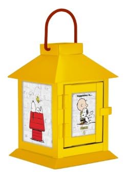 Peanuts 75th Anniversary Happiness is Metal Flameless LED Coach Lantern, 6 Inch, Yellow