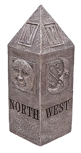 Sun and Moon Celestial Compass Outdoor Garden Pillar, 13 Inch