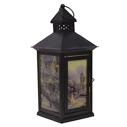 Thomas Kinkade "The Night Before Christmas" Flameless LED Metal Lantern, 13.5 Inch