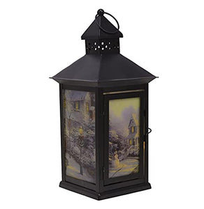 Thomas Kinkade "The Night Before Christmas" Flameless LED Metal Lantern, 13.5 Inch