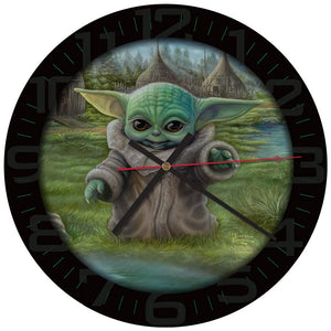 Thomas Kinkade Star Wars The Mandalorian Child's Play Grogu Glass Wall Clock, 12 Inch