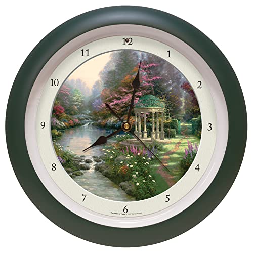 Thomas Kinkade Garden of Prayer Soothing Nature Sounds Clock, 13 Inch, Green