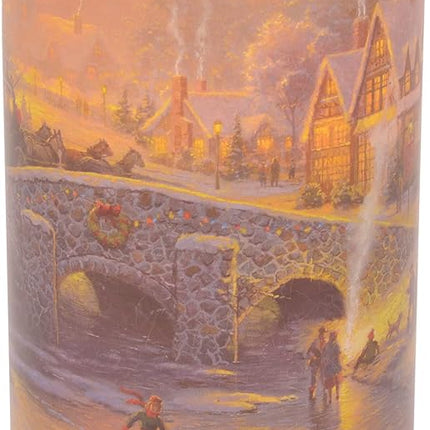 Thomas Kinkade "Spirit of Christmas" Flameless LED Glass Pillar Candle, 4 x 6 Inch