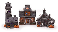 Spooky Halloween Color Changing Pre-Lit LED Haunted House Village Set, 8 Inch, Set of 3