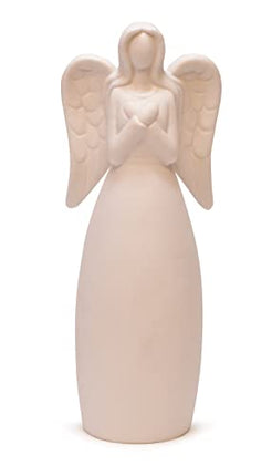 Pre-Lit LED Unglazed Porcelain Guardian Angel Tabletop Figurine, 8 Inch