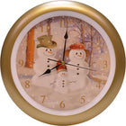 Snow Family Christmas Carol Holiday Sound Clock, 13 Inch, Gold